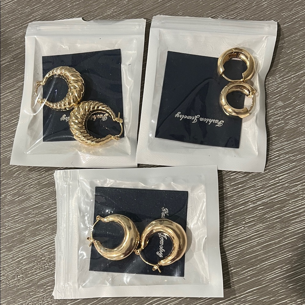 Elegant Gold Hoop Earrings Set- Pack of 3